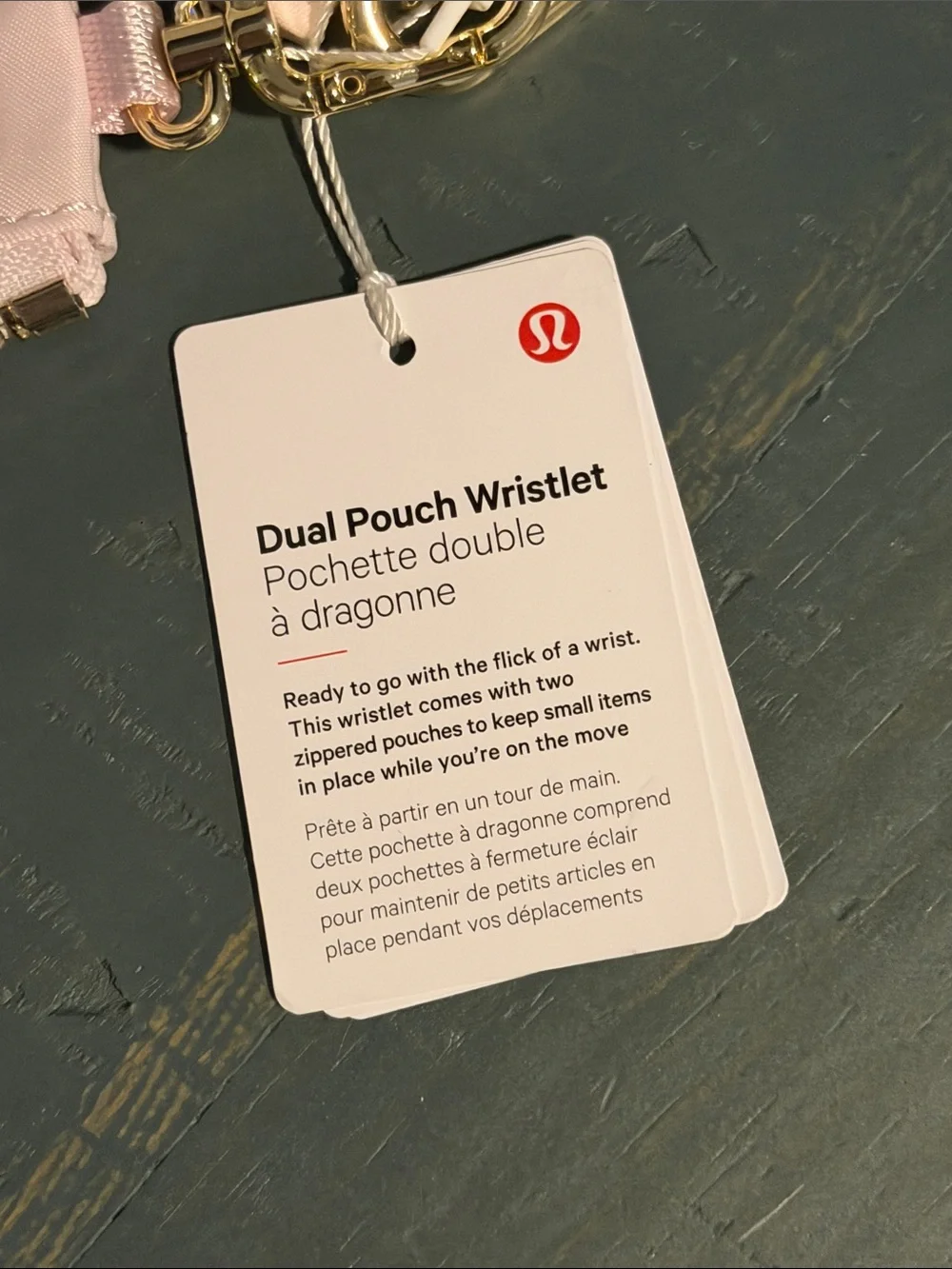NWT lululemon athletica Pink & Cream Keychain Card Holder Set with Wrist Strap